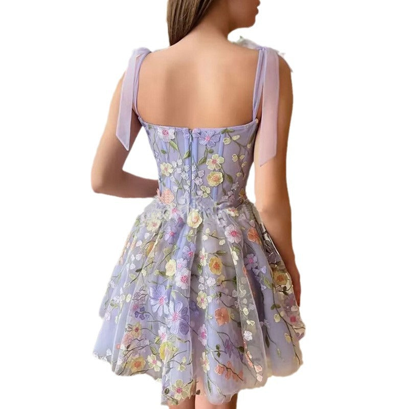 Embroidery Floral Corset Dress