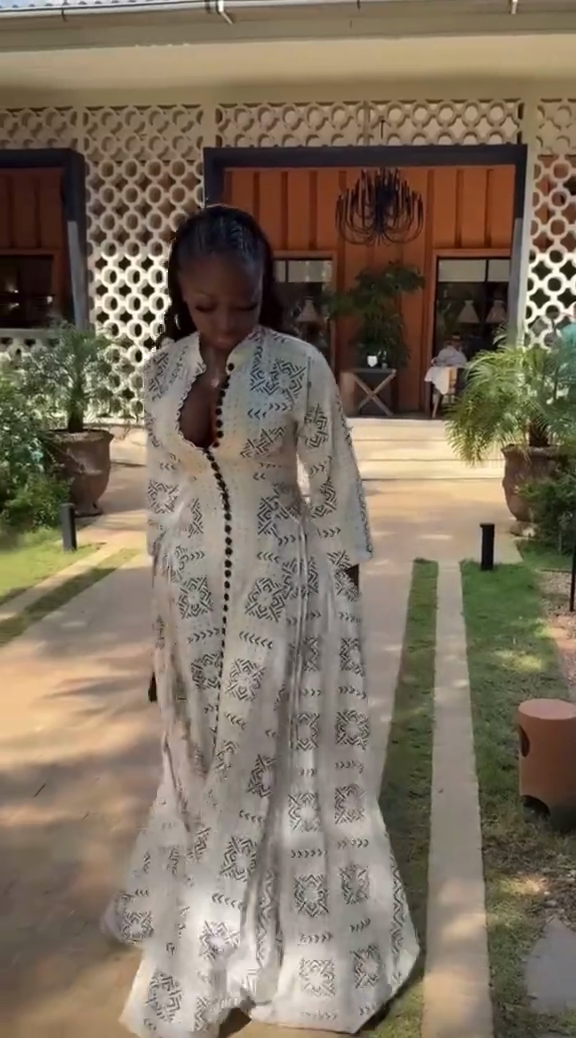 White patterned maxi dress