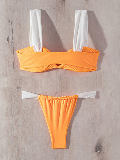 Color Block Strap Bikini Set