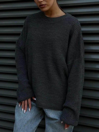 Classic Solid Color Round Neck Sweater