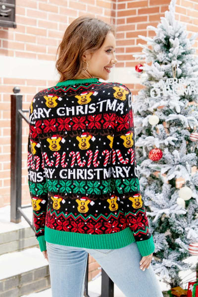 Christmas Cartoon Reindeer Knit Sweater