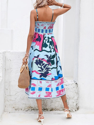 Patchwork Slip Maxi Dress: Abstract Colorful Printed