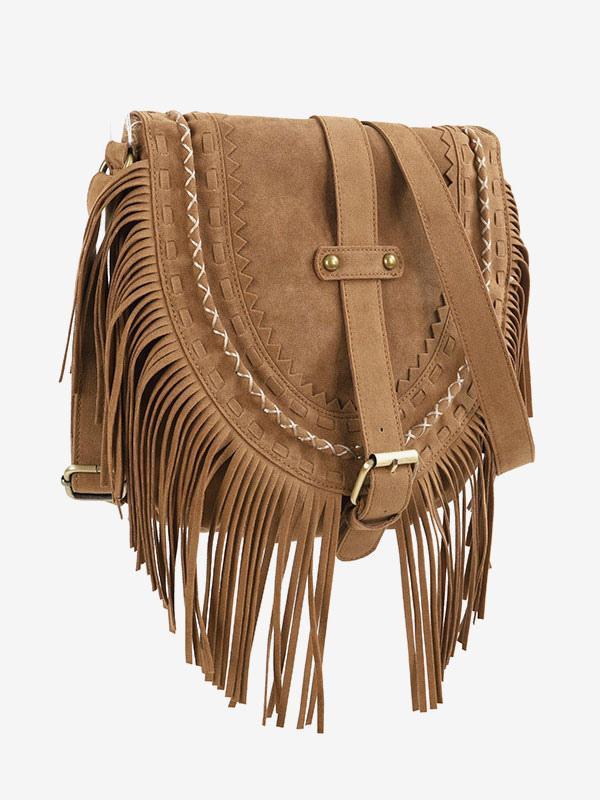 Brown Western Cowboy Style Fringe Crossbody Bag