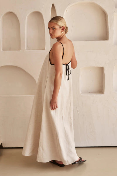 Contrast Linen Maxi Dress