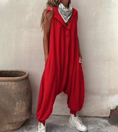 Hooded Sleeveless Cozy  Jumpsuit