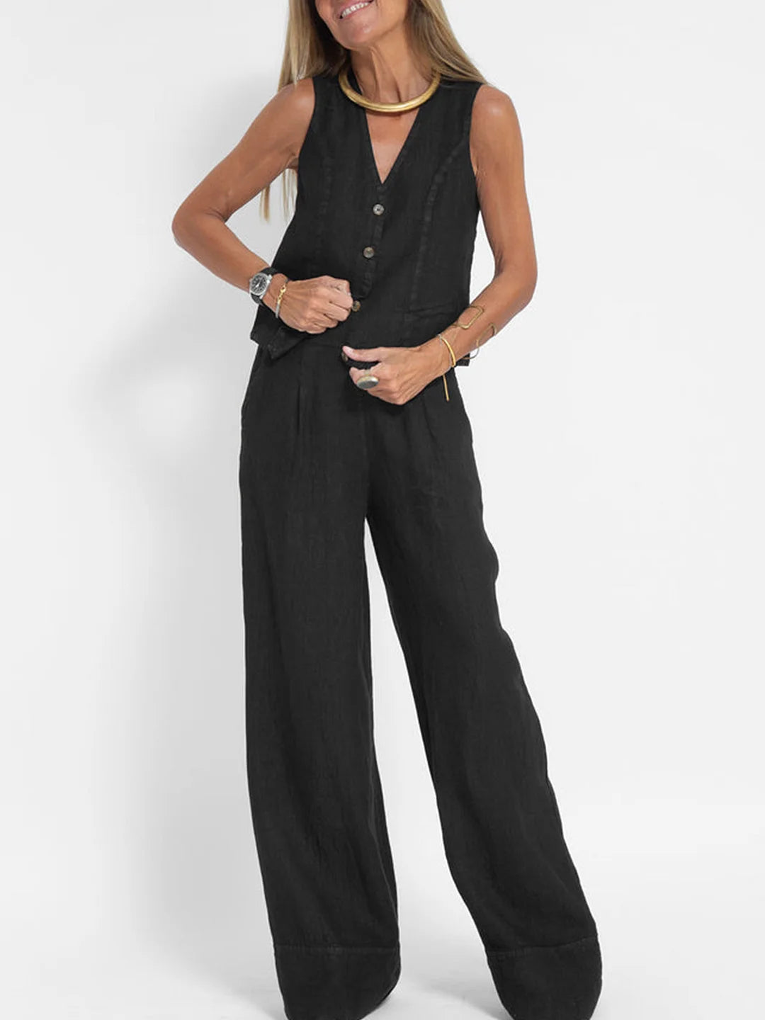 Vest & Pants Cotton Leisure Suit