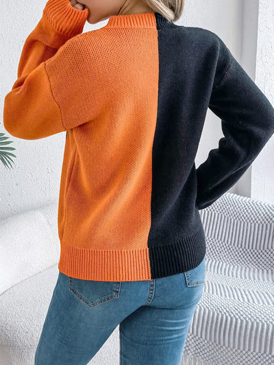 Ghost Pattern Long Sleeve Crew Neck Sweater