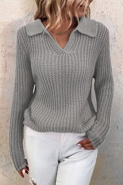 Pull en tricot coupe slim uni à revers pour femme