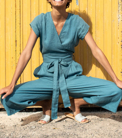 Chic Linen Wrap Jumpsuit