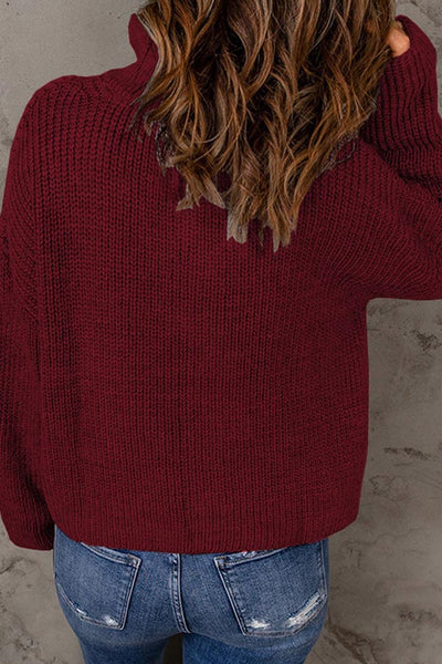 solid color loose turtleneck sweater