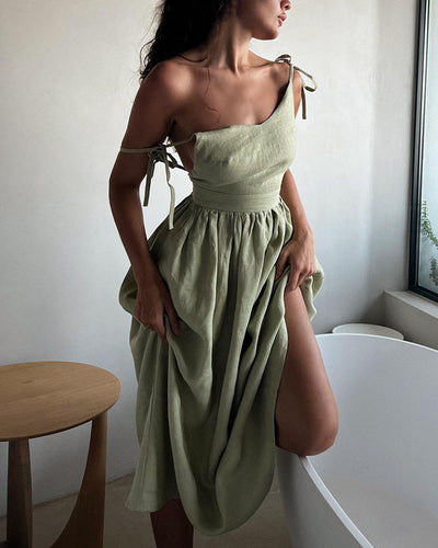 Chic V-neck strapless backless dress