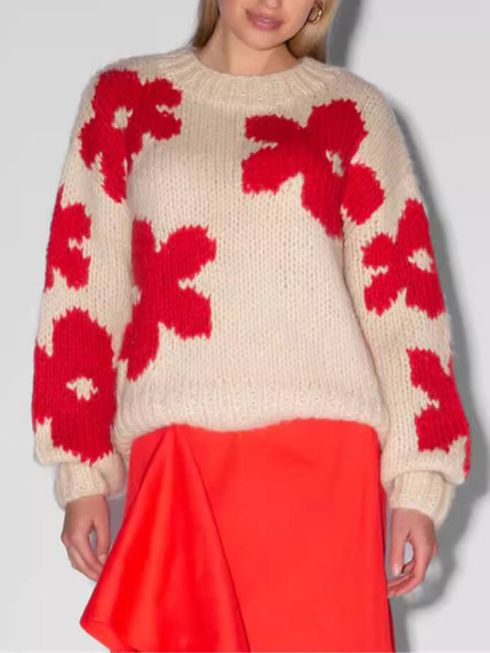 All-Match Crew Neck Floral Sweater