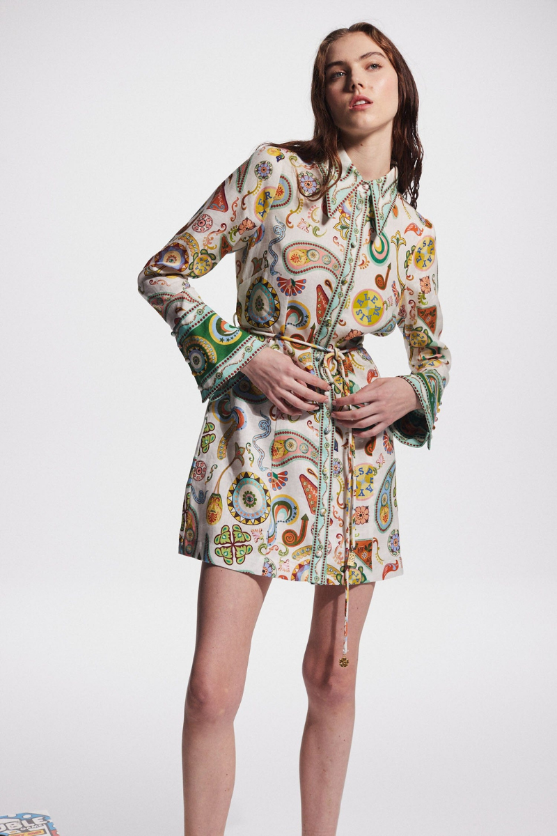 Aimeé Long Sleeve Paisley Mini Dress