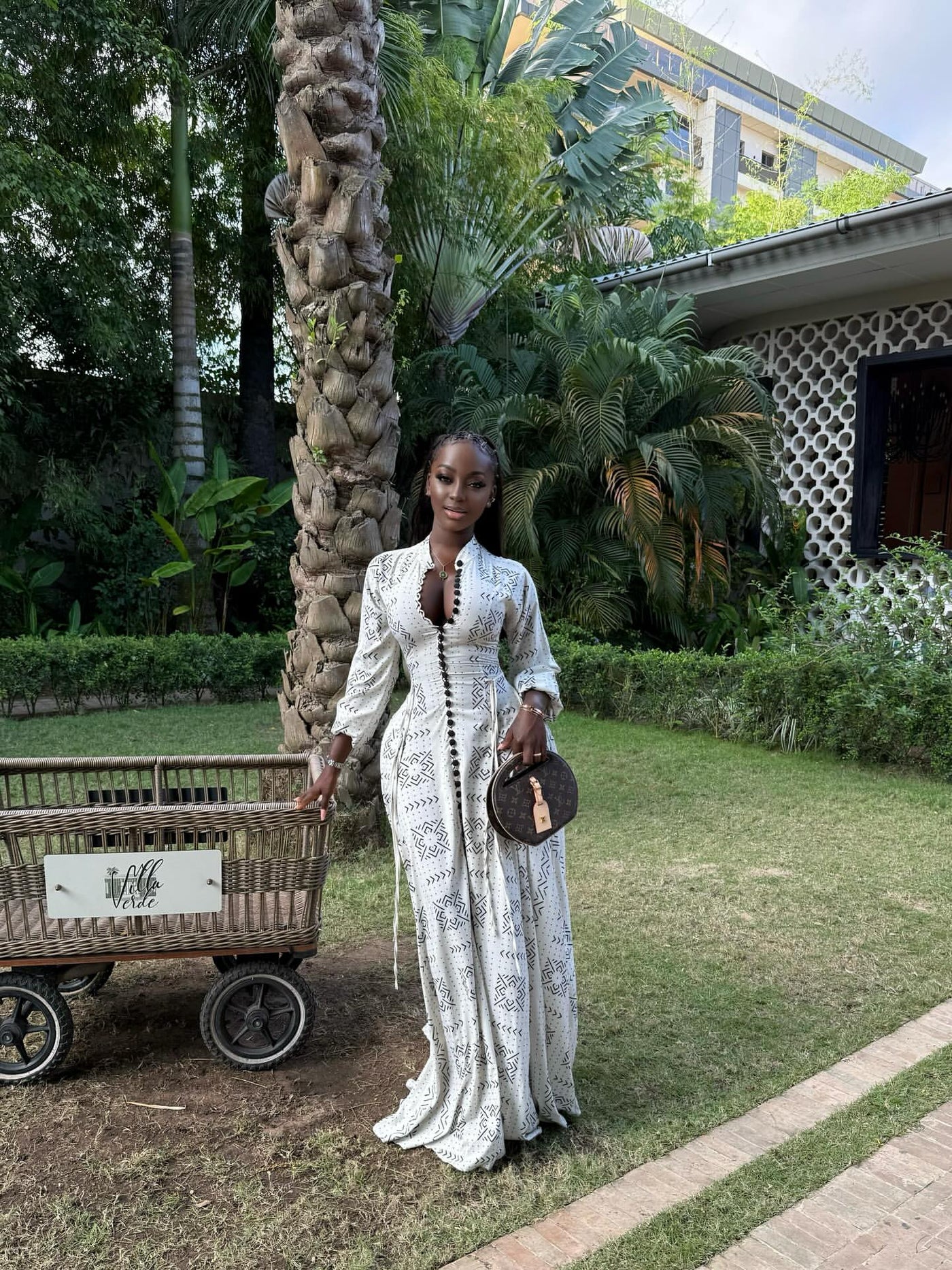 White patterned maxi dress