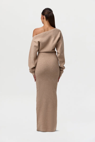Knitted off-shoulder sweater dress