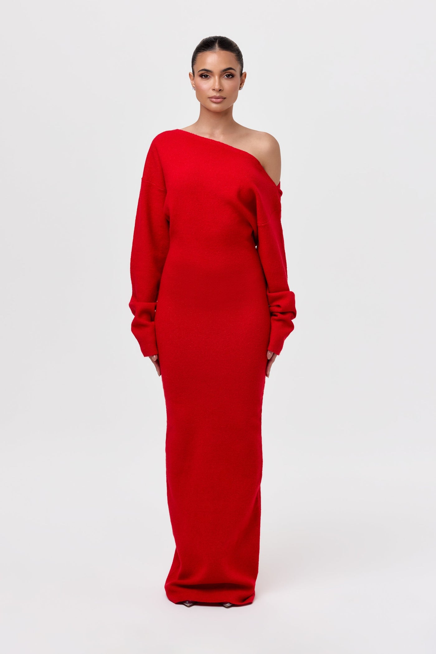 Knitted off-shoulder sweater dress