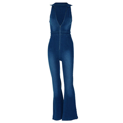 Denim Lapels Jumpsuit