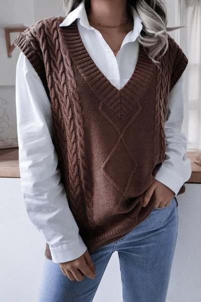 Solid Color Geometric Sweater Vest