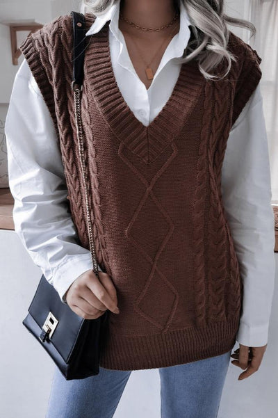 Solid Color Geometric Sweater Vest