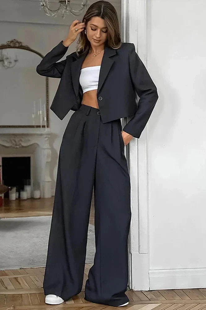 Autumn Winter  Solid Office Pants Set