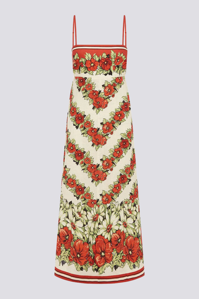 Tristane Spaghetti Floral Maxi Dress In Red