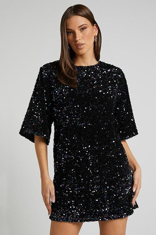 Alma Sequins Backless Mini Dress