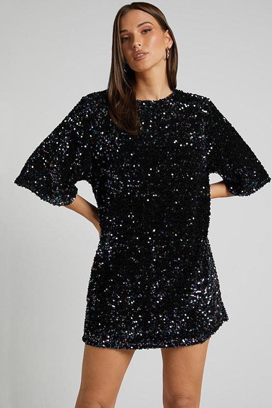 Alma Sequins Backless Mini Dress