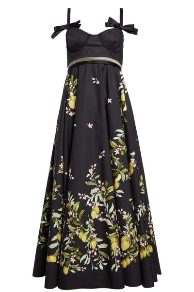 Cynthia Floral Printed Bowknot Midi Dress