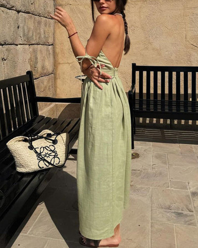 Chic V-neck strapless backless dress