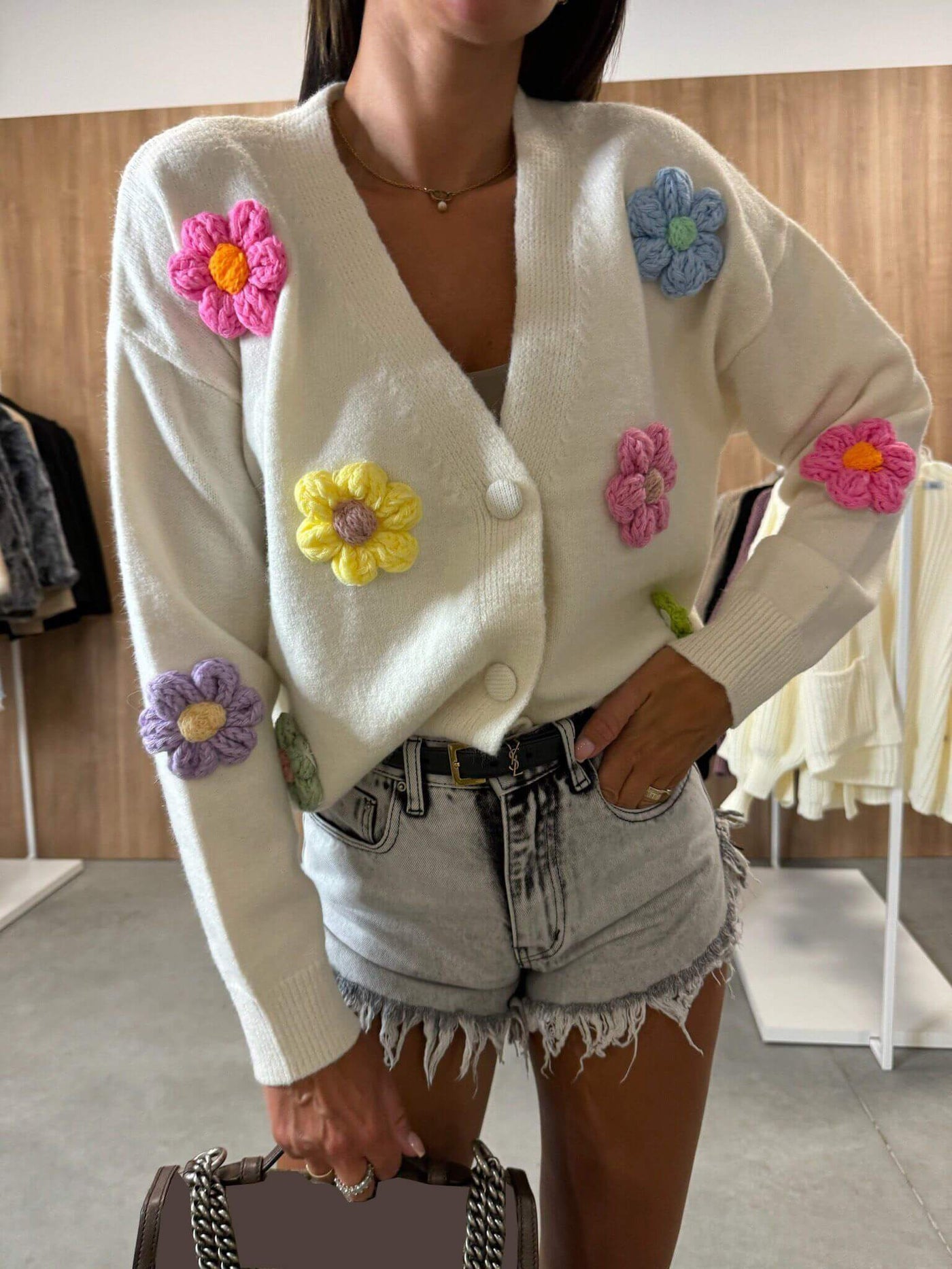 Casual Crochet Flower Cardigan Sweater Jacket