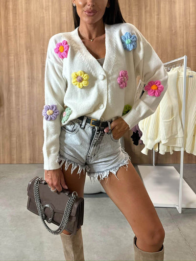 Casual Crochet Flower Cardigan Sweater Jacket