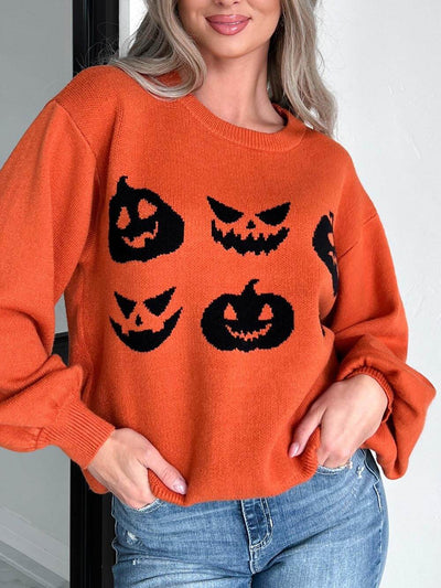 Pumpkins Carvin Knit Halloween Sweater