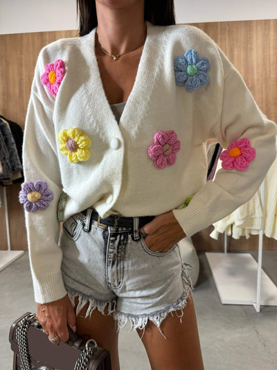 Casual Crochet Flower Cardigan Sweater Jacket