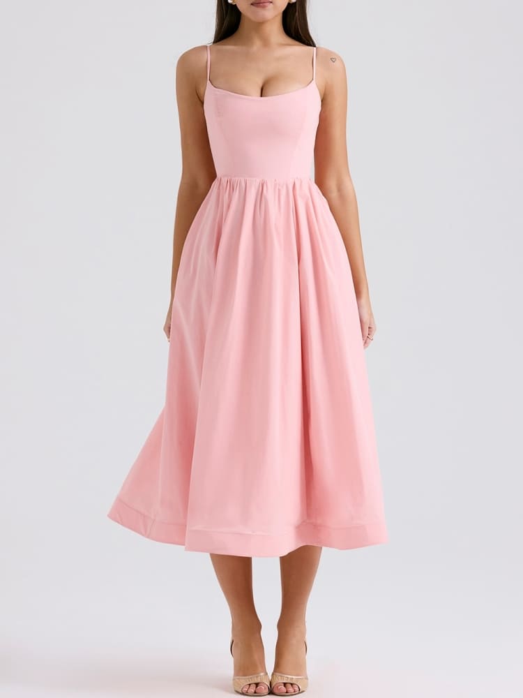 Rose Pink Cotton Corset Sundress