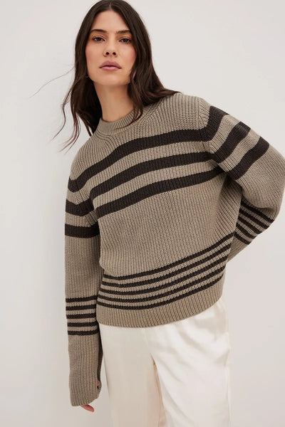 Rib Knitted Striped Sweater