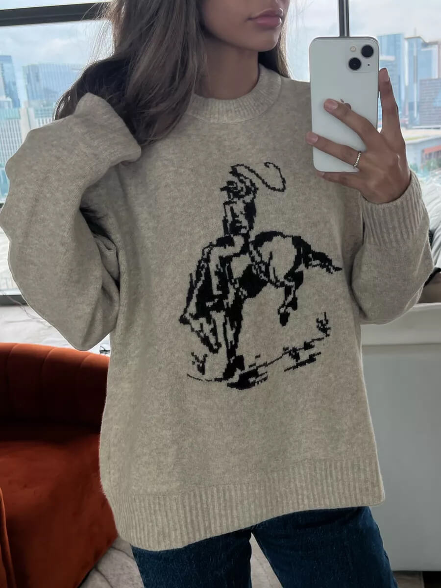 Cowboy Graphic Crew Sweater