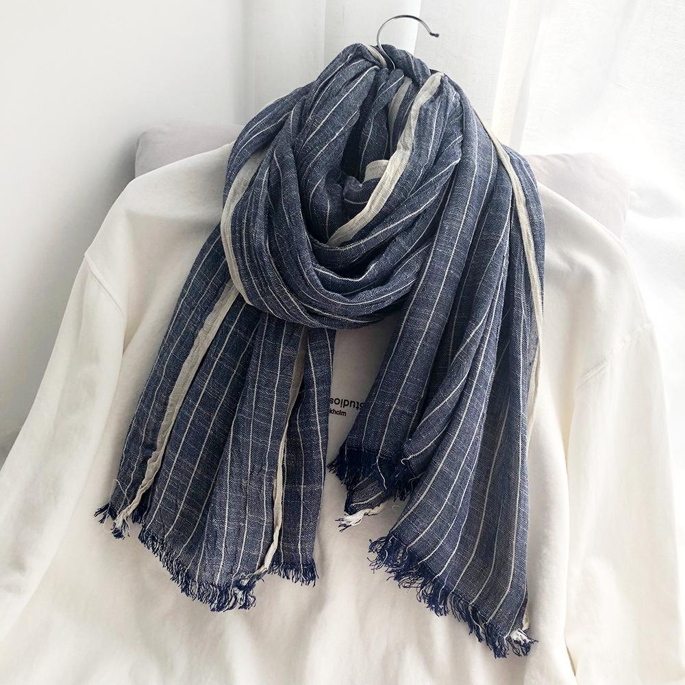 Casual Linen Stripe Scarf