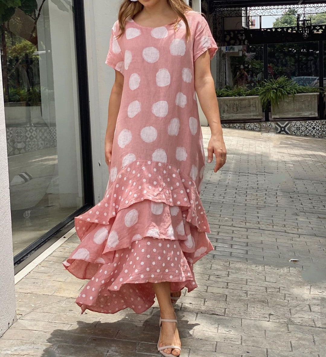 Summer polka dot swing dress