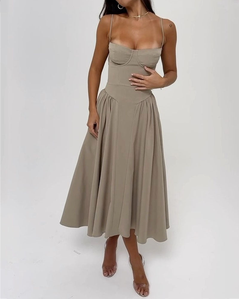 Elegant Solid Color Slip Dress