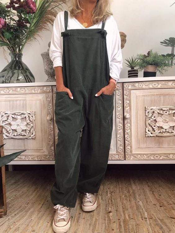 Ärmelloser Jumpsuit mit Retro-Tasche 