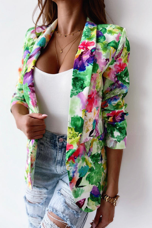 Blazer de costume de loisirs à revers floral gratuit et véritable