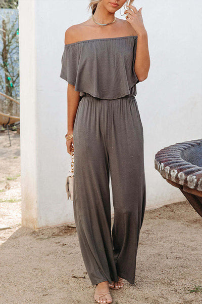 Lässiger Jumpsuit in reiner Farbe für den Urlaub 