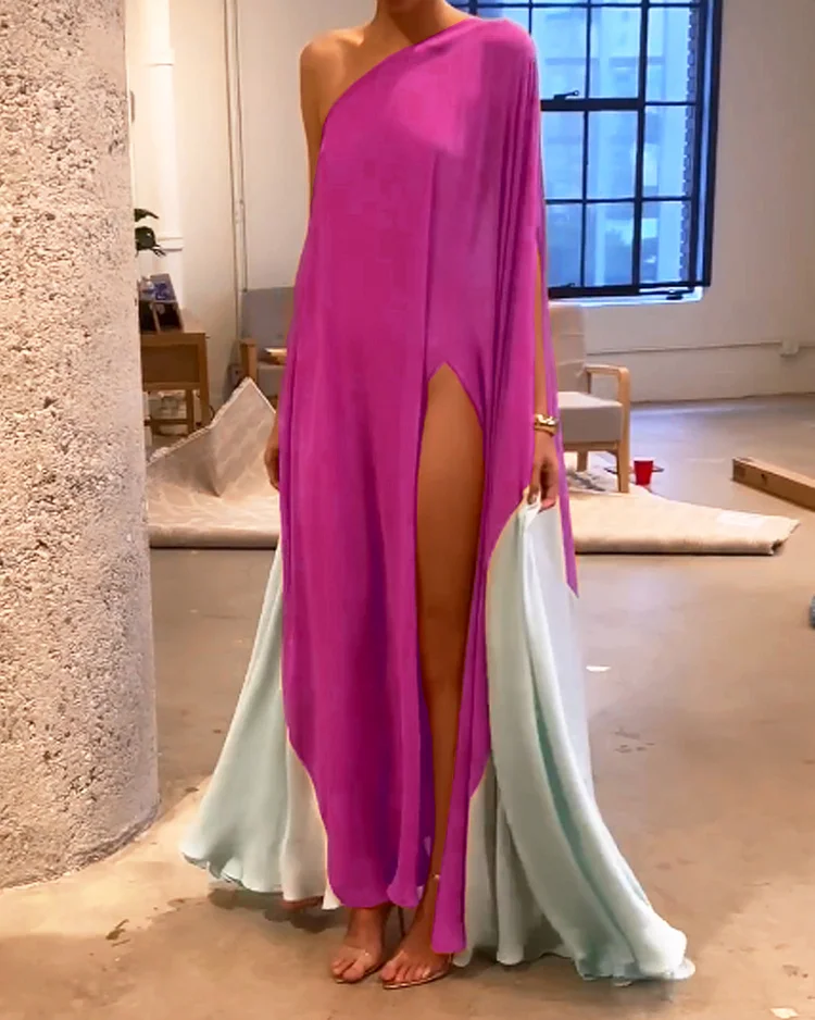 Robe à blocs de couleurs à la mode