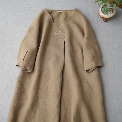 Robe vintage artistique à col en V 