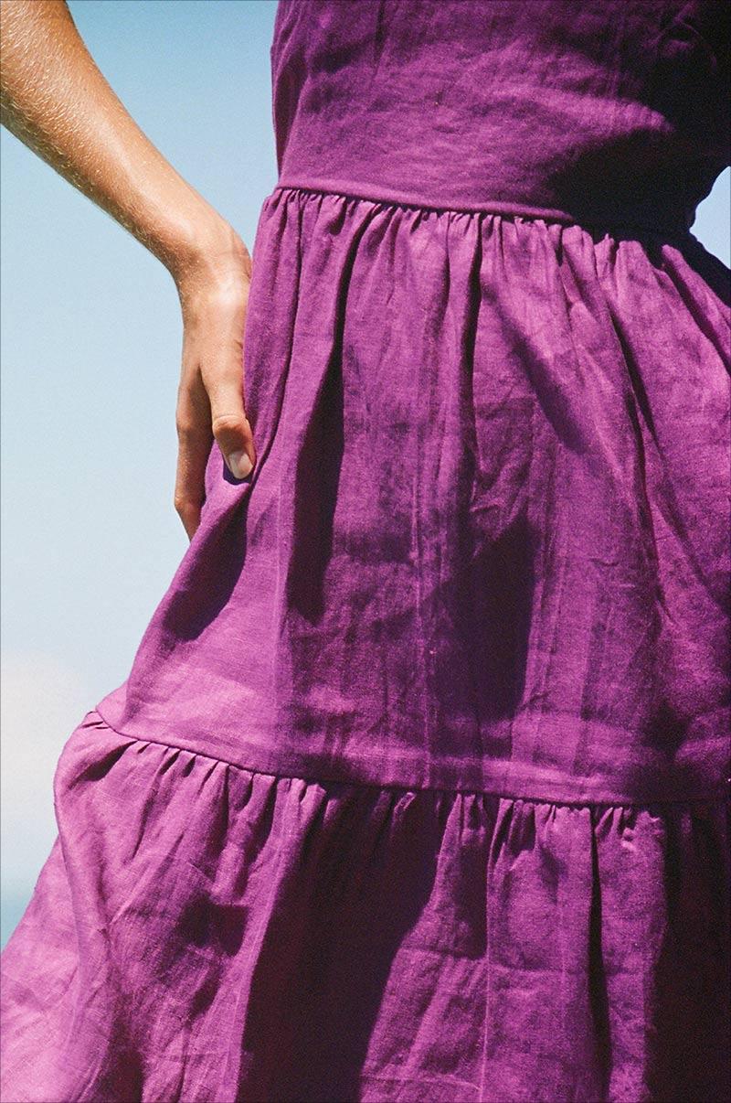 Elegant Purple Lace-up Dress