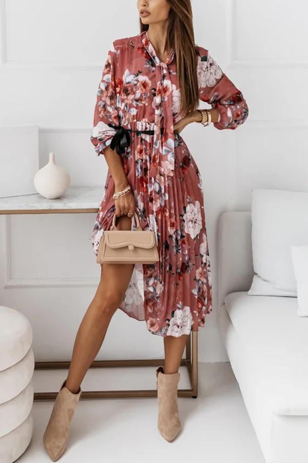 Hopeful Romantic Pleated Floral Midi Dress