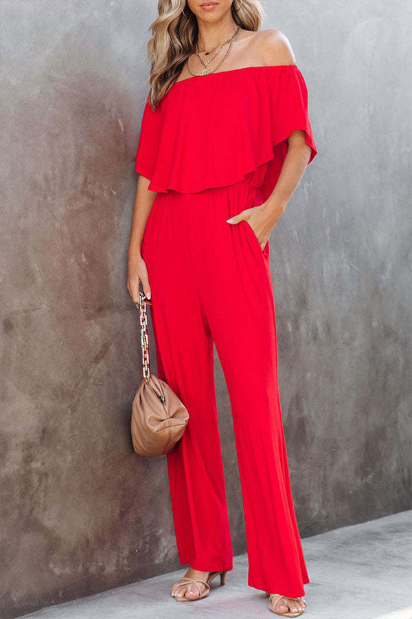 Lässiger Jumpsuit in reiner Farbe für den Urlaub 