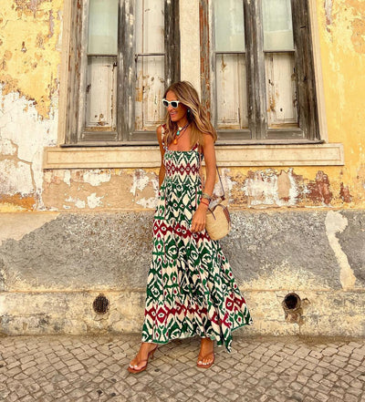 Abstract Bohemia Floral Printed Maxi Dress