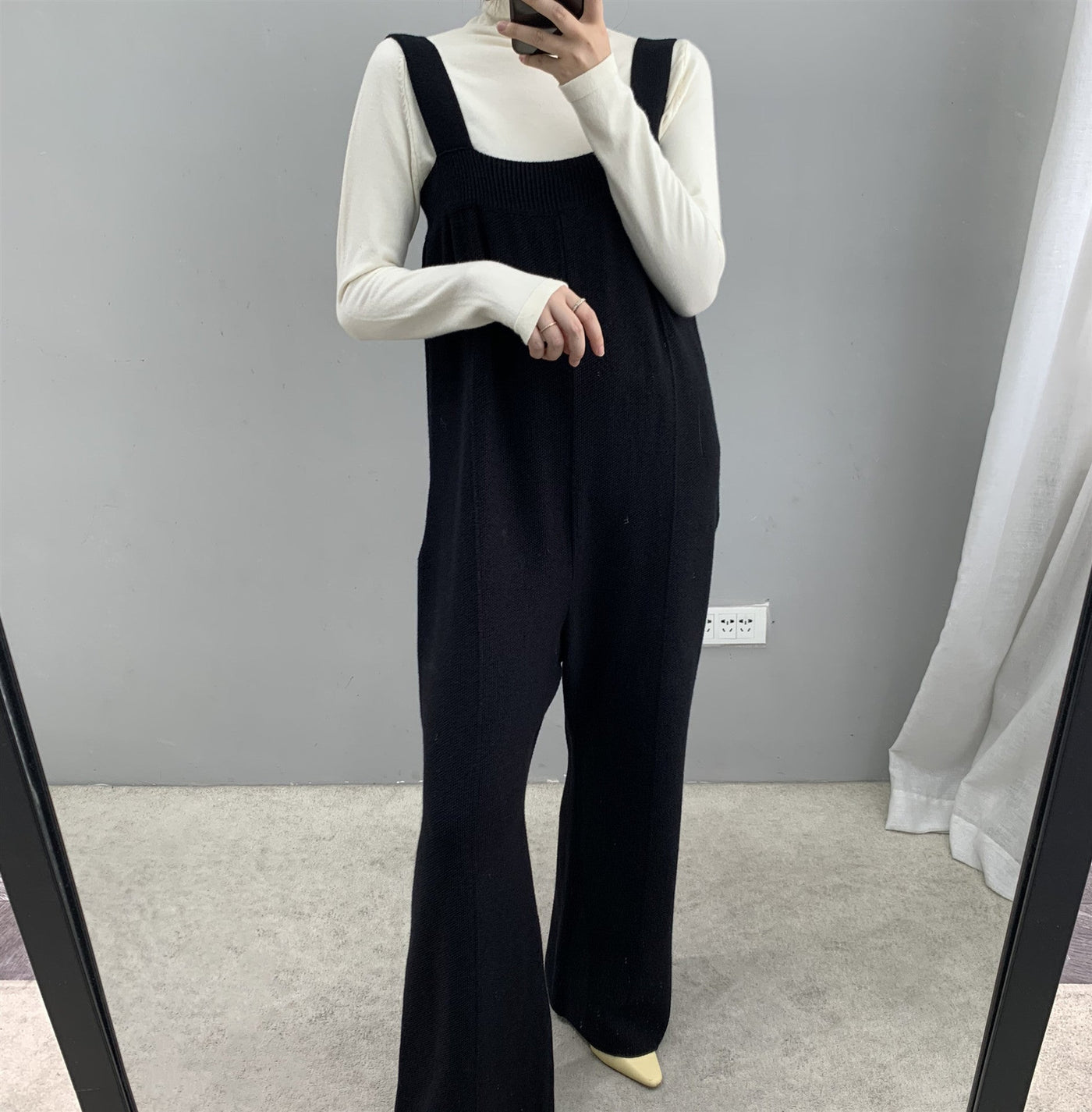 Autumn winter thickened wide leg knitted jumpsuit