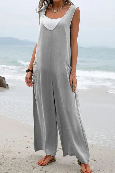 Harper Pocketed Wide Leg Suspender Relaxed Jumpsuit